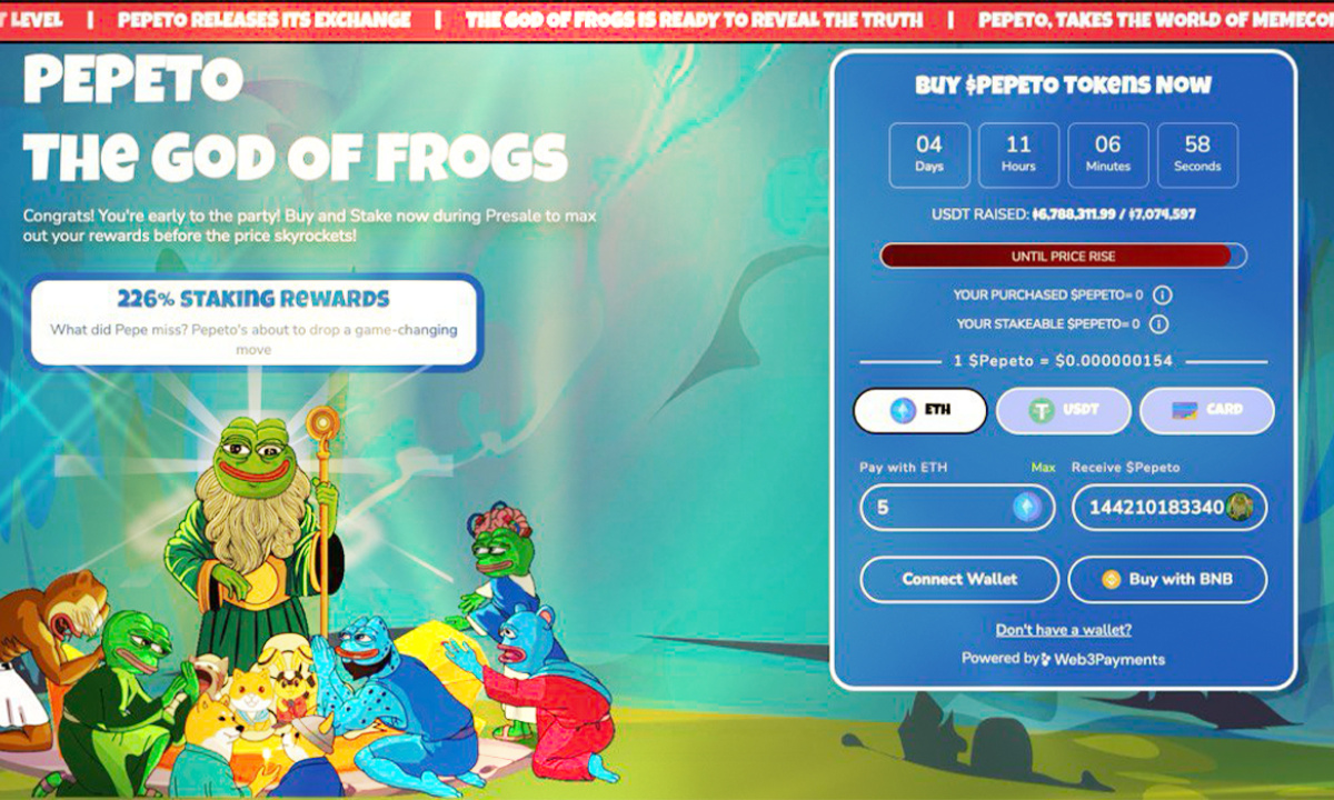 Ethereum meme coin Pepeto passes .7 million in presale with exchange demo