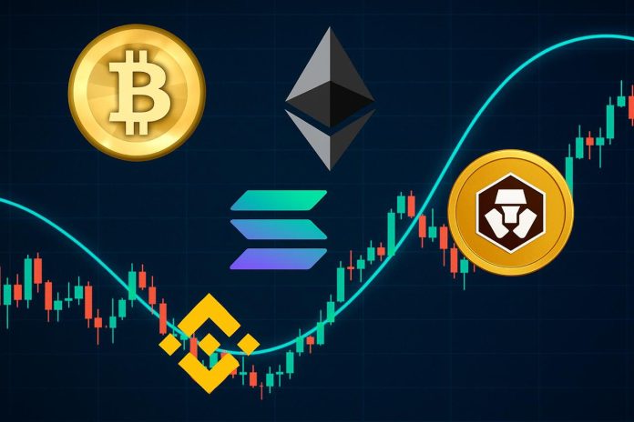 Crypto Market with ETH, BTC and BNB logos