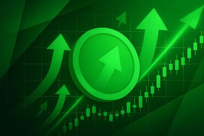 Green arrows showing uptrend