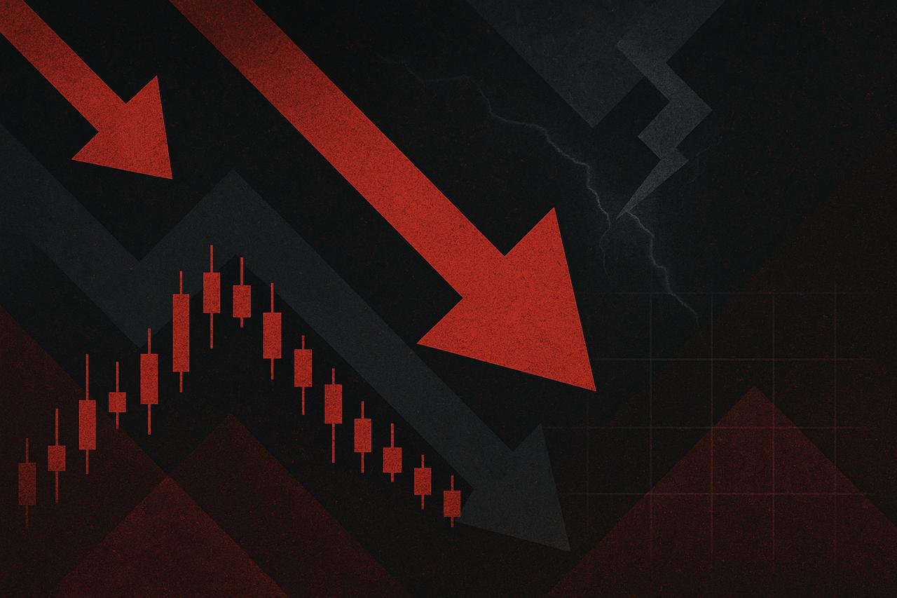 Red arrows indicating a market crash.